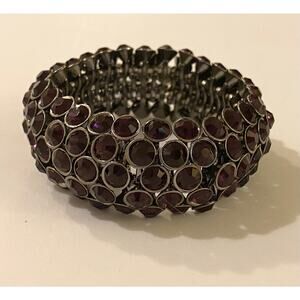 Crystal Gun Metal Stretch Bracelet